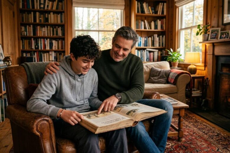 Educação de filhos através da leitura e tempo de qualidade em família.